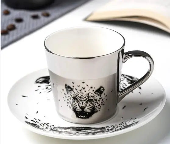 アナモルフィック マグカップ｜ミラー反射で絵が浮かぶ クリエイティブ コーヒー・ティーセット（コースター付）