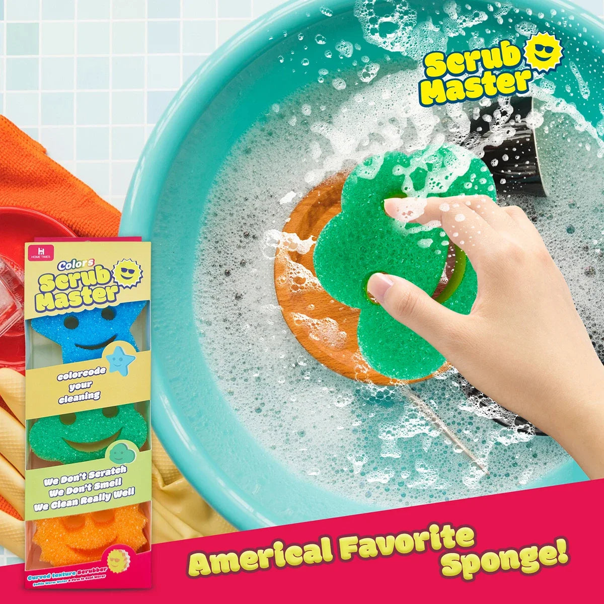 Scrub Master Colors 温度でスクラブ力を切替できる 食器用スポンジ（カラーセット）